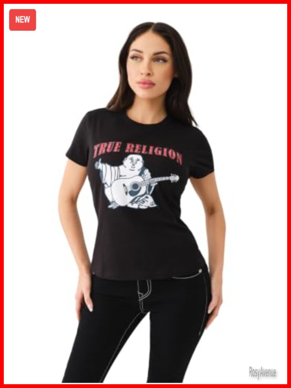 True Religion Buddha Slim V-Neck Short Sleeve T-Shirt Tee